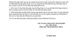 Chỉ thị 54/CT-UB nguyên tắc điều động cán bộ phụ trách phòng chuyên môn thuộc Ủy ban nhân dân quận huyện thành phố Hồ Chí Minh