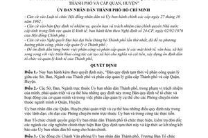 Quyết định 575/QĐ-UB phân công quản lý giữa các Sở, Ban, Ngành thành phố và phân cấp quản lý giữa cấp thành phố và cấp quận, huyện