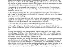 Chỉ thị 55/CT-UB xử lý vật tư, thiết bị kho bãi