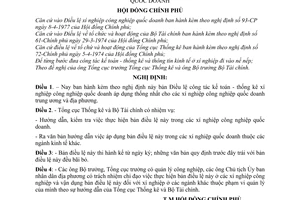 Nghị định 288-CP Điều lệ công tác kế toán - thống kê xí nghiệp công nghiệp quốc doanh