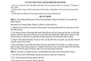 Quyết định 601/QĐ-UB thành lập Ban Quản lý thị trường quận, huyện thuộc Ủy ban nhân dân quận, huyện