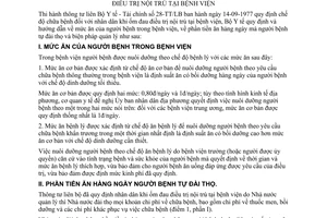 Thông tư 41-BYT/TT hướng dẫn chế độ dưỡng bệnh nhân dân khi ốm đau điều trị nội trú bệnh viện