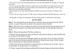 Quyết định 658/QĐ-UB thành lập Phòng xây dựng huyện Thủ Đức