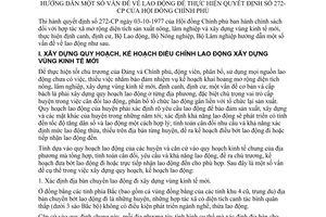 Thông tư liên bộ 20-TT/LB hướng dẫn quyết định 272-CP lao động