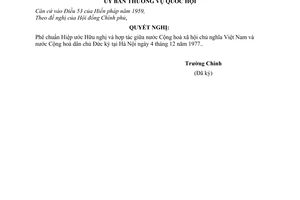 Nghị quyết 169-NQ/QHK6 phê chuẩn Hiệp ước hữu nghị giữa Việt Nam và Cộng hoà dân chủ Đức