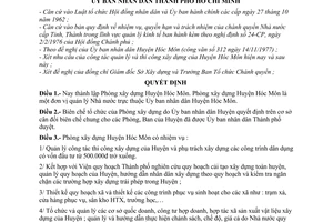 Quyết định 706/QĐ-UB thành lập Phòng xây dựng Huyện Hóc Môn