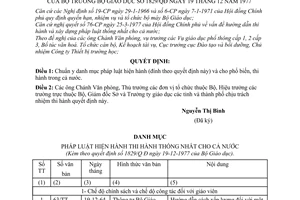 Quyết định 1829/QĐ chuẩn y danh mục pháp luật hiện hành phổ biến, thi hành trong cả nước