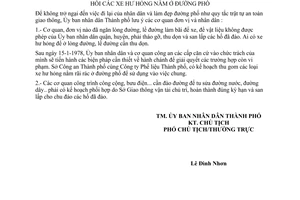 Thông báo 83/TB-UB cơ quan đơn vị chiếm giữ lòng đường, lề đường thu hồi xe hư hỏng nằm ở đường phố