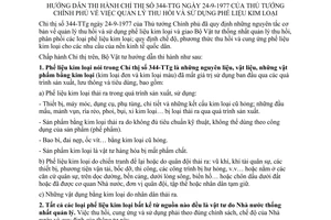 Thông tư 179-VT/QL quản lý thu hồi sử dụng phế liệu kim loại hướng dẫn Chỉ thị 344-TTg
