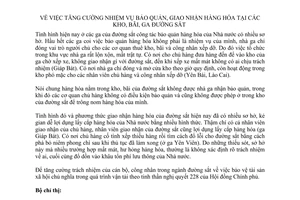 Chỉ thị 22-PC tăng cường nhiệm vụ bảo quản, giao nhận hàng hóa kho, bãi, ga, đường sắt