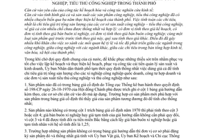 Quy định tạm thời 371/QĐ-UB  cách tính giá trị tổng sản lượng sản xuất tiểu thủ công nghiệp