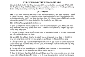 Quyết định 41B/QĐ-UB thành lập Phòng Xây dựng thuộc Ủy ban nhân dân quận 3