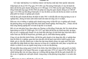 Thông tư 05-TCT/QD mở rộng thống nhất áp dụng chế độ thu quốc doanh