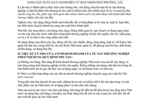 Chỉ thị 20/CT-UB chính sách xử lý nhà cửa tư sản thương nghiệp chuyển sang sản xuất