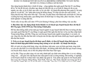 Chỉ thị 277-TTg kế hoạch thực hiện Chỉ thị 33-CT/TU Nghị quyết 33-CP xây dựng huyện tăng cường cấp huyện