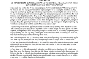 Nghị quyết 108-CP trách nhiệm, quyền hạn quản lý tài chính và ngân sách của chính quyền nhà nước cấp tỉnh và cấp huyện