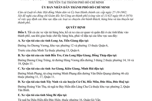 Quyết định 654/QĐ-UB khu vực đậu xe chuyên chở hành khách, hàng hóa  tàu thuyền tại thành phố Hồ Chí Minh
