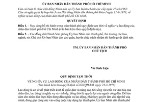 Quyết định 828/QĐ-UB nghĩa vụ lao động nhân dân thành phố Hồ Chí Minh