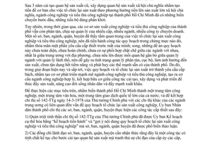 Chỉ thị 26/CT-UB  tiến hành quy hoạch tổ chức lại sản xuất công nghiệp tiểu thủ công nghiệp