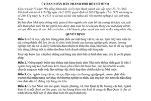 Quyết định 871/QĐ-UB chấm dứt buôn bán tư nhân trên 3 ngành hàng: vật tư, vải sợi, điện máy