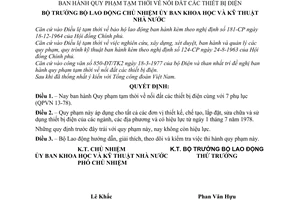 Quyết định 217-LB/QĐ quy phạm tạm thời nối đất thiết bị điện