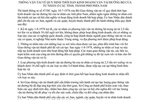 Chỉ thị 37/CT-UB hướng dẫn Thông tư 47/HC thời hạn kinh doanh vận tải đường bộ