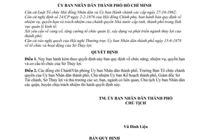 Quyết định 153/QĐ-UB chức năng, nhiệm vụ, quyền hạn cơ cấu tổ chức Sở Thủy lợi