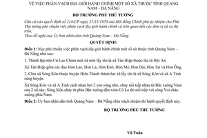 Quyết định 131-BT phân vạch địa giới hành chính xã thuộc tỉnh Quảng Nam - Đà Nẵng