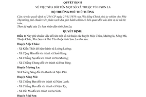Quyết định 130-BT sửa đổi tên xã thuộc tỉnh Sơn La