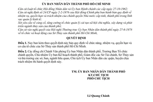 Quyết định 162/QĐ-UB chức năng, nhiệm vụ, quyền hạn cơ cấu tổ chức Sở Thủy sản thành phố Hồ Chí Minh