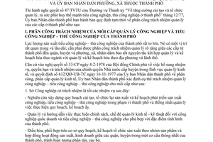 Quy định tạm thời 180/QĐ-UB phân công trách nhiệm quản lý công nghiệp và tiểu công nghiệp, thủ công nghiệp giữa Sở Công nghiệp – Phòng Công nghiệp