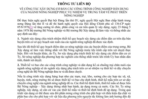 Thông tư liên Bộ 20-TT/LB công tác xây dựng cơ bản công trình công nghiệp dân dụng ngành nông nghiệp phục vụ nhiệm vụ trung tâm phát triển nông nghiệp