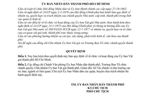Quyết định 182/QĐ-UB tổ chức hoạt động của Ủy ban Vật giá thành phố Hồ Chí Minh
