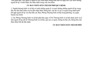 Thông báo 131/TB-UB quản lý người đi lạc trong thành phố