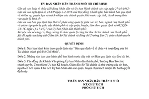 Quyết định 186/QĐ-UB  tổ chức hoạt động của Sở Tài chánh thành phố