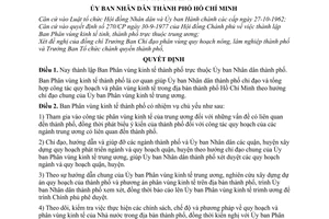 Quyết định 193/QĐ-UB thành lập Ban Phân phối vùng kinh tế thuộc Ủy ban nhân dân thành phố Hồ Chí Minh