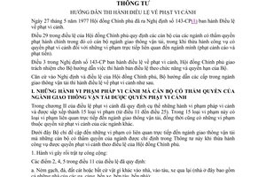 Thông tư 175-TT/PC hướng dẫn điều lệ phạt vi cảnh