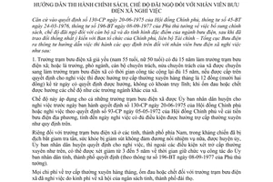 Thông tư liên bộ 2918-TT/LB chính sách chế độ đãi ngộ nhân viên Bưu điện xã nghỉ việc