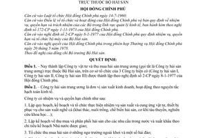 Quyết định 257-CP thành lập Công ty vật tư và thu mua hải sản trung ương thuộc Bộ Hải sản