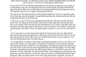 Thông tư 180-BT hướng dẫn Chỉ thị 252-CP đưa cán bộ, công nhân, nhân viên giúp địa phương kiện toàn tổ chức tham gia sản xuất nông nghiệp