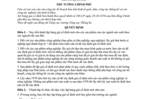 Quyết định 576-TTg nguyên tắc xác định giá cố định thành lập tổ chức lập bảng giá cố định mới