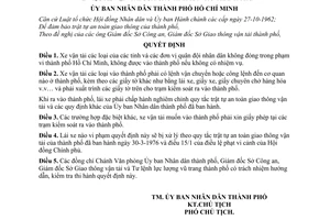 Quyết định 4030/QĐ-UB xe vận tải các tỉnh ra vào thành phố