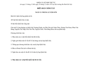 Biên bản tóm tắt chương trình làm việc Quốc hội khóa VI, kỳ họp 4