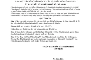 Quyết định 253/QĐ-UB Quy định tạm thời nhiệm vụ, tổ chức, biên chế, lề lối làm việc chế độ đãi ngộ cán bộ, nhân viên công an xã