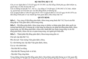 Quyết định 59-BYT/QĐ củng cố tổ chức Hội đồng giám định y khoa trung ương