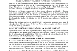 Thông tư 19-BT điều chỉnh địa giới huyện, xã đơn vị tương đương thuộc tỉnh thành phố trung ương