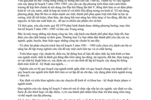 Chỉ thị 07/CT-UB thực hiện triển khai xây dựng kế hoạch 5 năm 1980-1985