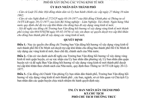 Quyết định 660/QĐ-UB uỷ quyền duyệt chế độ trợ cấp khó khăn cho đồng bào thành phố xây dựng vùng kinh tế mới