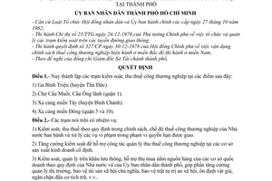 Quyết định 40/QĐ-UB thành lập các trạm kiểm soát, thu thuế công thương nghiệp