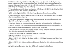 Thông báo 45/TB-UB thi hành chính sách thuế công thương nghiệp